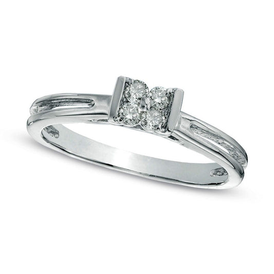 0.13 CT. T.W. Quad Natural Diamond Split Shank Promise Ring in Solid 10K White Gold