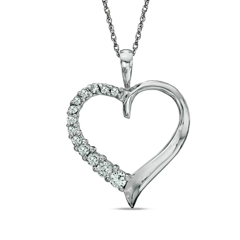 0.25 CT. T.W. Journey Natural Diamond Heart Pendant in 14K White Gold