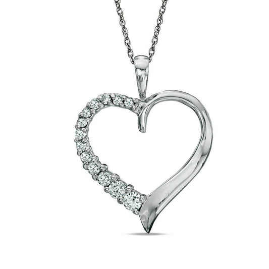 0.25 CT. T.W. Journey Natural Diamond Heart Pendant in 14K White Gold