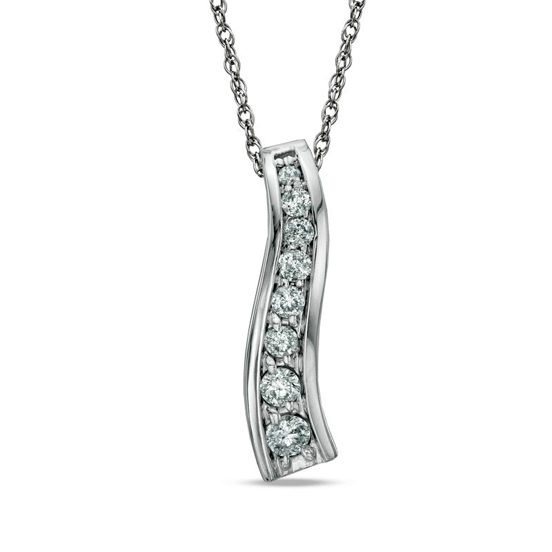 0.25 CT. T.W. Journey Natural Diamond Pendant in 14K White Gold