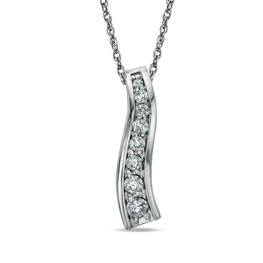 0.25 CT. T.W. Journey Natural Diamond Pendant in 14K White Gold
