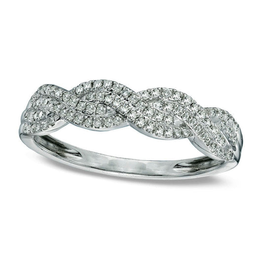 0.25 CT. T.W. Natural Diamond Thick Braid Band in Solid 10K White Gold