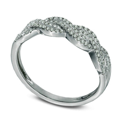 0.25 CT. T.W. Natural Diamond Thick Braid Band in Solid 10K White Gold