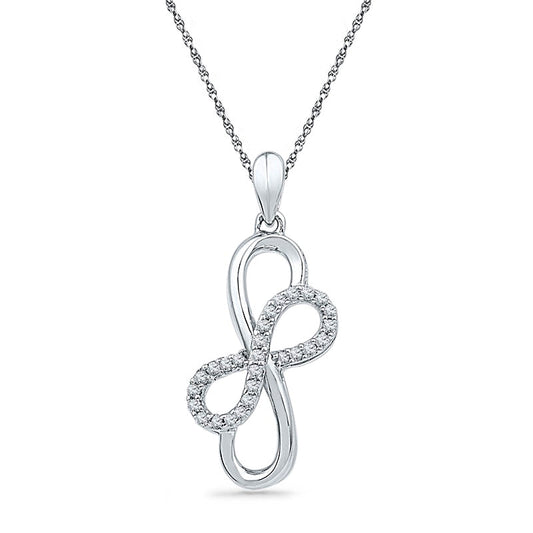 0.17 CT. T.W. Natural Diamond Double Infinity Pendant in Sterling Silver