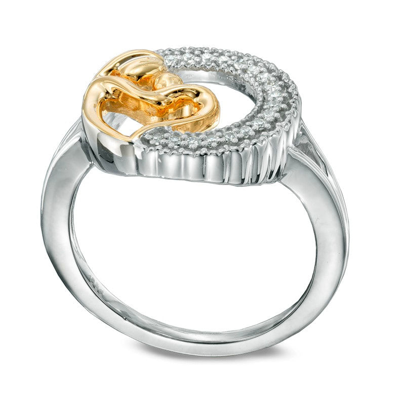 0.10 CT. T.W. Natural Diamond Motherly Love Circle Ring in Sterling Silver and Solid 14K Gold Plate