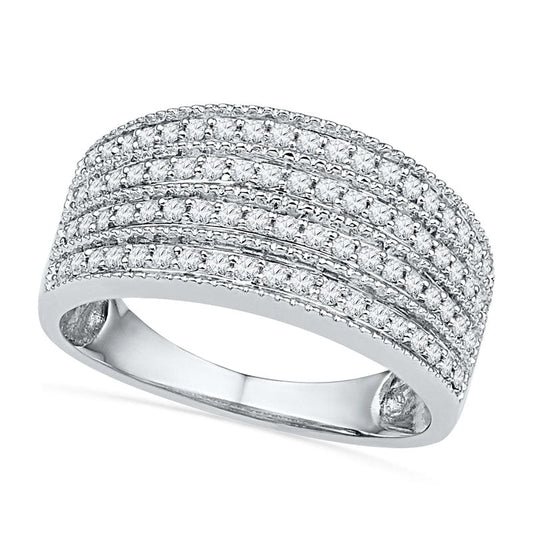 0.50 CT. T.W. Natural Diamond Multi-Row Band in Solid 10K White Gold