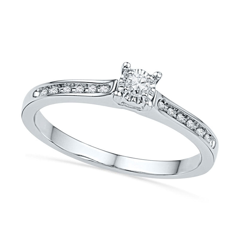 0.10 CT. T.W. Natural Diamond Promise Ring in Solid 10K White Gold