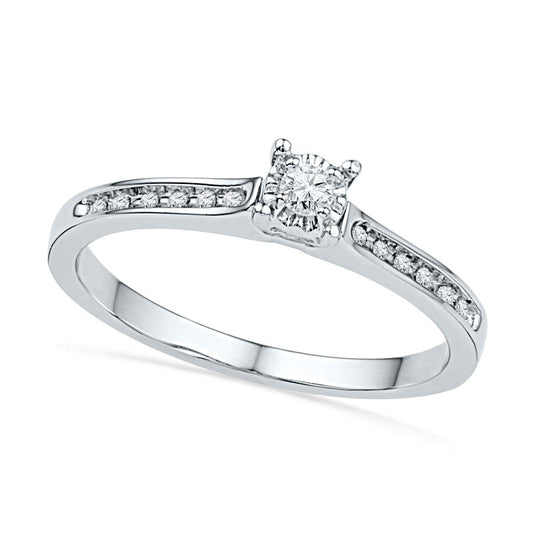 0.10 CT. T.W. Natural Diamond Promise Ring in Solid 10K White Gold