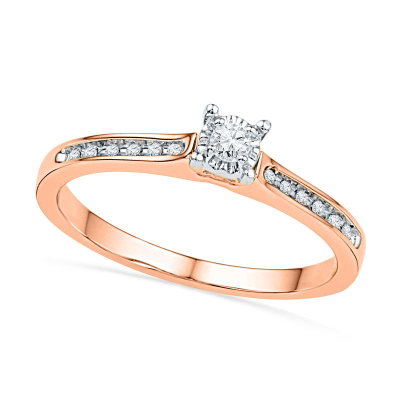 0.10 CT. T.W. Natural Diamond Promise Ring in Solid 10K Rose Gold