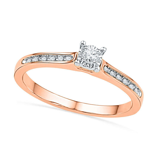 0.10 CT. T.W. Natural Diamond Promise Ring in Solid 10K Rose Gold