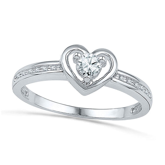 0.10 CT. T.W. Natural Diamond Heart Promise Ring in Sterling Silver
