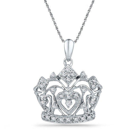 0.17 CT. T.W. Natural Diamond Crown Pendant in Sterling Silver