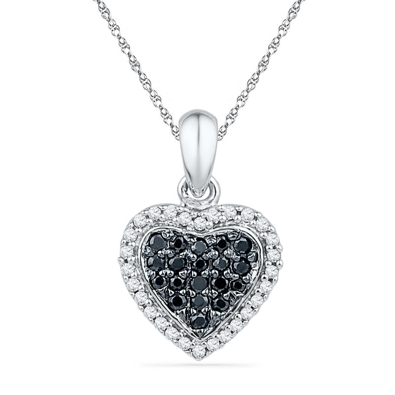 0.25 CT. T.W. Enhanced Black and White Natural Diamond Heart Pendant in Sterling Silver