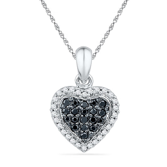 0.25 CT. T.W. Enhanced Black and White Natural Diamond Heart Pendant in Sterling Silver