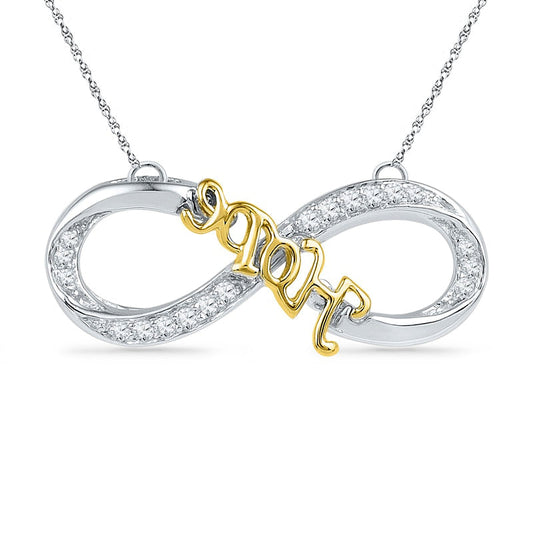 0.1 CT. T.W. Natural Diamond Sideways Infinity with Hope" Necklace in Sterling Silver and 14K Gold Plate"