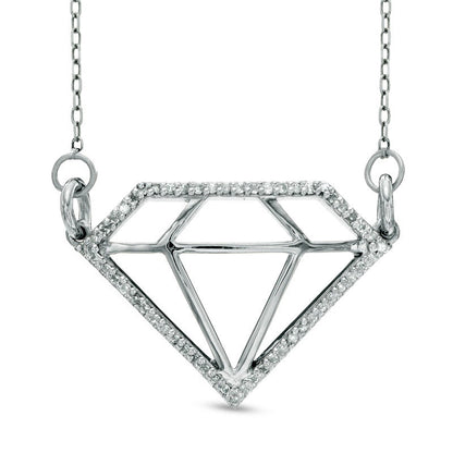 0.13 CT. T.W. Natural Diamond Outline Necklace in Sterling Silver