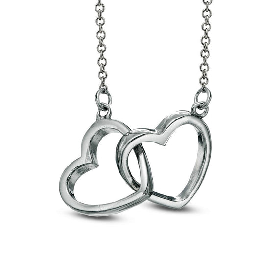 Interlocking Hearts Necklace in Sterling Silver - 16