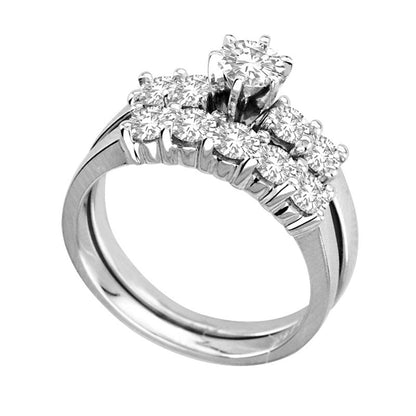 1.5 CT. T.W. Natural Diamond Bridal Engagement Ring Set in Solid 14K White Gold
