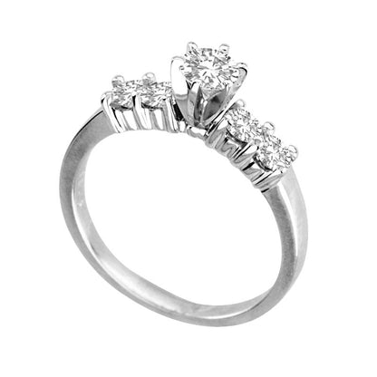 0.88 CT. T.W. Natural Diamond Engagement Ring in Solid 14K White Gold