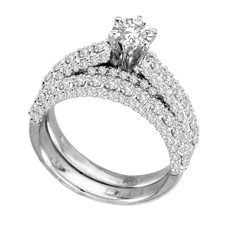 1.75 CT. T.W. Natural Diamond Bridal Engagement Ring Set in Solid 14K White Gold