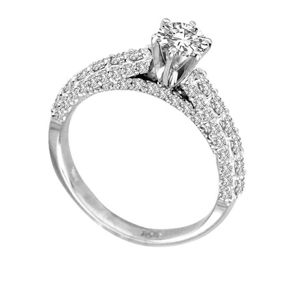 1.17 CT. T.W. Natural Diamond Engagement Ring in Solid 14K White Gold