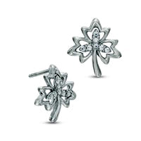 Diamond Accent Maple Leaf Earrings in Sterling Silver