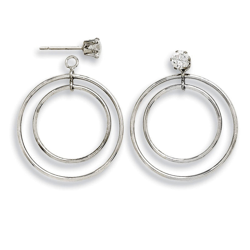 Double Hoop Earring Jackets in 14K White Gold