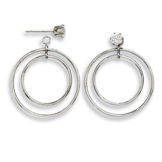 Double Hoop Earring Jackets in 14K White Gold