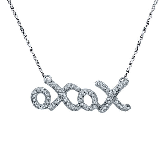 0.2 CT. T.W. Natural Diamond XOXO" Necklace in Sterling Silver"
