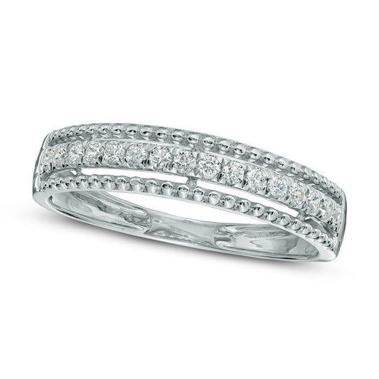 0.20 CT. T.W. Natural Diamond Beaded Edge Band in Sterling Silver