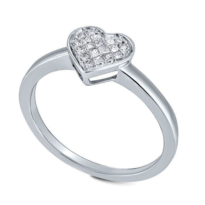 0.13 CT. T.W. Princess-Cut Natural Diamond Heart Cluster Promise Ring in Sterling Silver