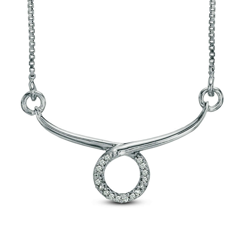 Natural Diamond Accent Abstract Taurus Zodiac Sign Necklace in Sterling Silver