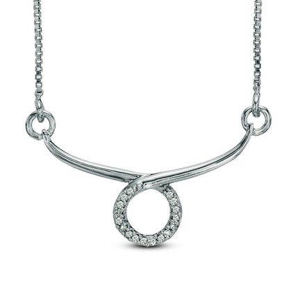 Natural Diamond Accent Abstract Taurus Zodiac Sign Necklace in Sterling Silver