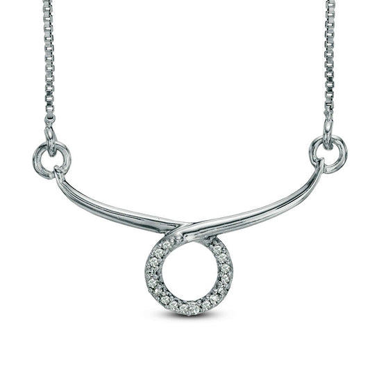 Natural Diamond Accent Abstract Taurus Zodiac Sign Necklace in Sterling Silver