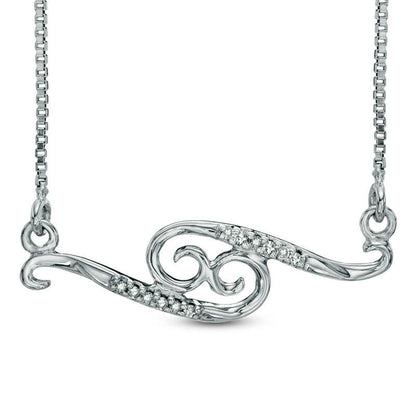 Natural Diamond Accent Abstract Cancer Zodiac Sign Necklace in Sterling Silver