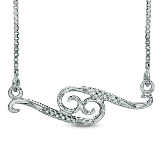 Natural Diamond Accent Abstract Cancer Zodiac Sign Necklace in Sterling Silver