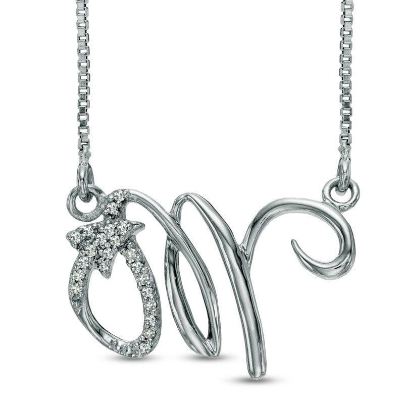 Natural Diamond Accent Abstract Scorpio Zodiac Sign Necklace in Sterling Silver
