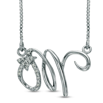 Natural Diamond Accent Abstract Scorpio Zodiac Sign Necklace in Sterling Silver