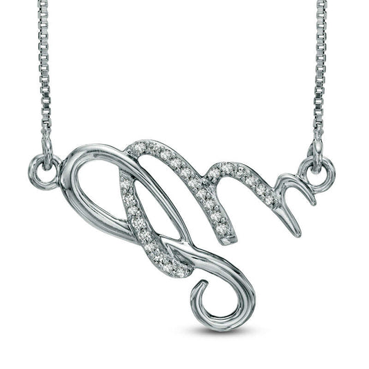 Natural Diamond Accent Abstract Virgo Zodiac Sign Necklace in Sterling Silver