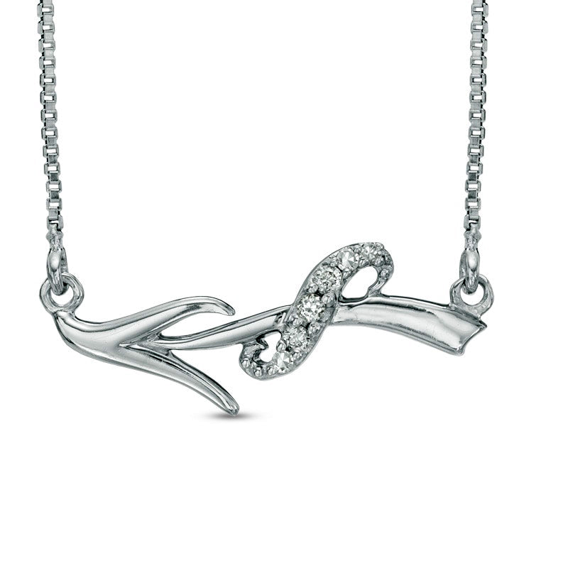 Natural Diamond Accent Abstract Sagittarius Zodiac Sign Necklace in Sterling Silver
