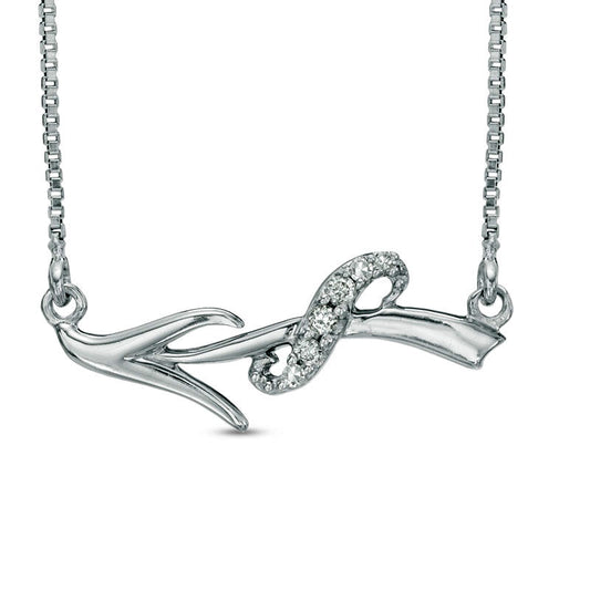 Natural Diamond Accent Abstract Sagittarius Zodiac Sign Necklace in Sterling Silver