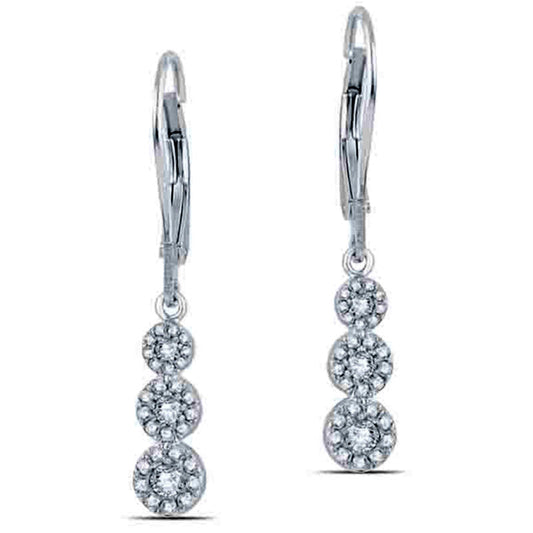 0.5 CT. T.W. Diamond Three Stone Cluster Drop Earrings in 14K White Gold