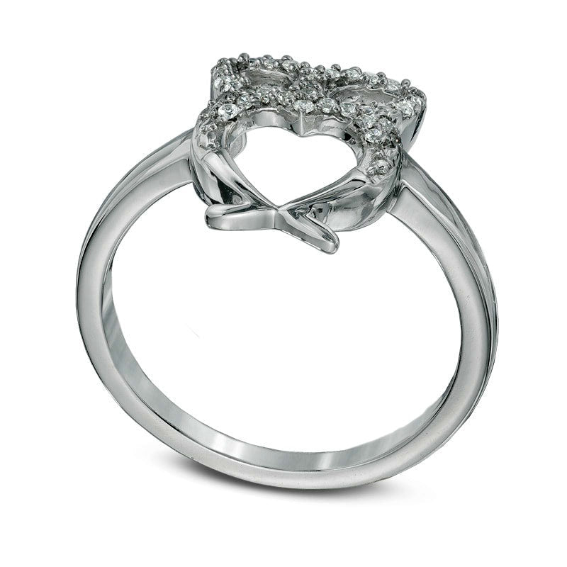 0.10 CT. T.W. Natural Diamond Owl Midi Ring in Sterling Silver