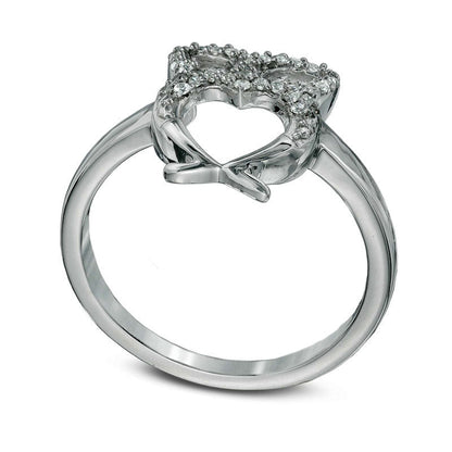 0.10 CT. T.W. Natural Diamond Owl Midi Ring in Sterling Silver