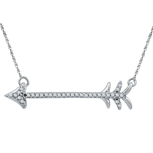 0.1 CT. T.W. Natural Diamond Arrow Necklace in Sterling Silver - 17