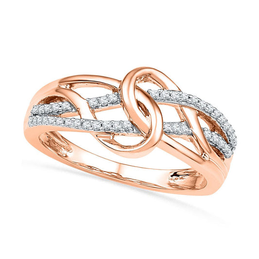 0.17 CT. T.W. Natural Diamond Abstract Braid Ring in Solid 10K Rose Gold