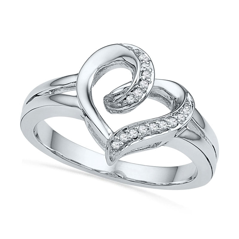 0.05 CT. T.W. Natural Diamond Looping Heart Ring in Sterling Silver