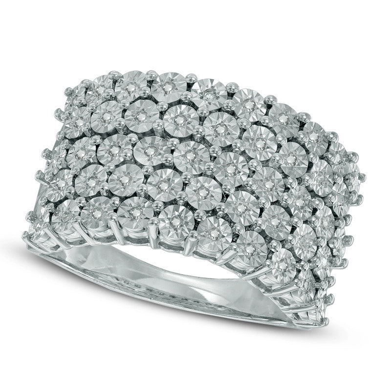 0.17 CT. T.W. Natural Diamond Five Row Band in Sterling Silver
