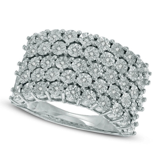 0.17 CT. T.W. Natural Diamond Five Row Band in Sterling Silver