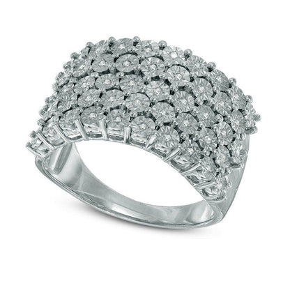 0.17 CT. T.W. Natural Diamond Five Row Band in Sterling Silver